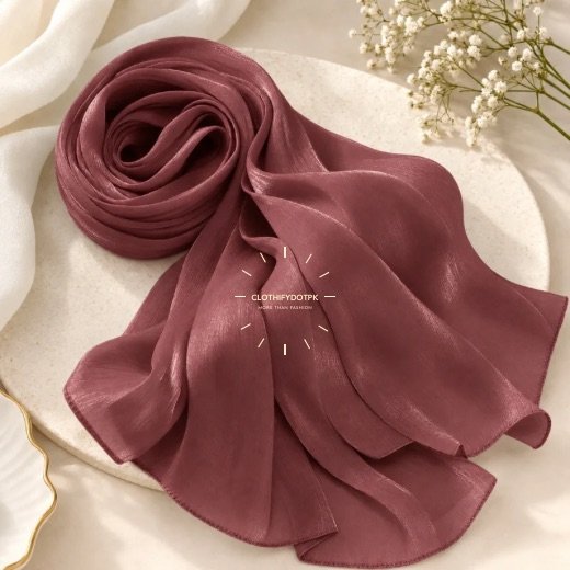 Close-up of Premium Organza Silk Hijab Fabric Texture - Soft Sheer and Breathable. BY CLOTHIFYDOTPK