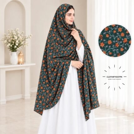 Woman Wearing Unstitched Namaz Chadar also known as Plain Irani Chadar for Modest Prayer Wear. BY CLOTHIFYDOTPK
