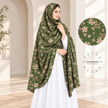 Woman Wearing Unstitched Namaz Chadar also known as Plain Irani Chadar for Modest Prayer Wear. BY CLOTHIFYDOTPK