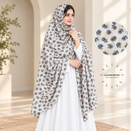 Woman Wearing Unstitched Namaz Chadar also known as Plain Irani Chadar for Modest Prayer Wear. BY CLOTHIFYDOTPK