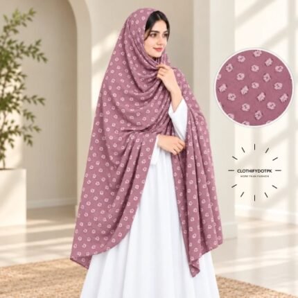 Woman Wearing Unstitched Namaz Chadar also known as Plain Irani Chadar for Modest Prayer Wear. BY CLOTHIFYDOTPK