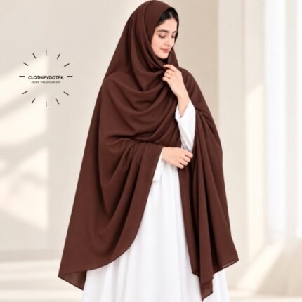 Woman Wearing Plain Unstitched Namaz Chadar also known as Irani Chadar for Modest Prayer Wear. BY CLOTHIFYDOTPK