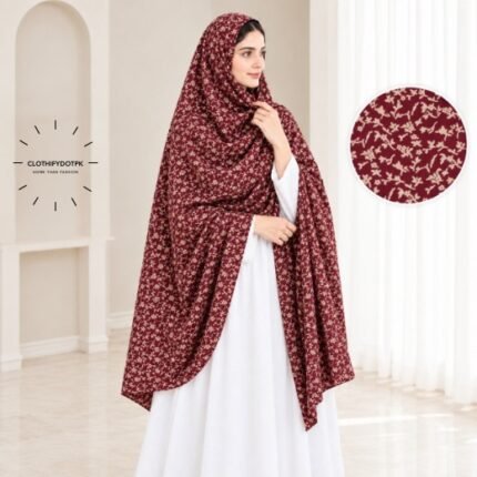 Woman Wearing Unstitched Namaz Chadar also known as Plain Irani Chadar for Modest Prayer Wear. BY CLOTHIFYDOTPK