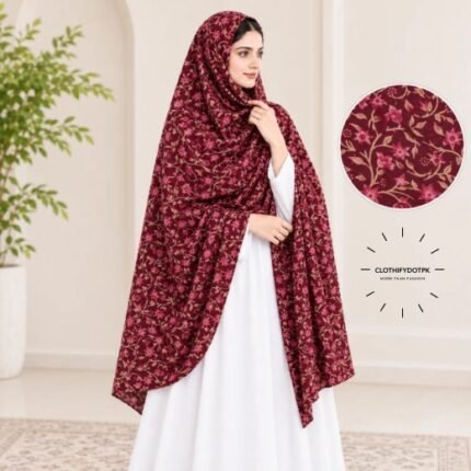 Woman Wearing Unstitched Namaz Chadar also known as Plain Irani Chadar for Modest Prayer Wear. BY CLOTHIFYDOTPK