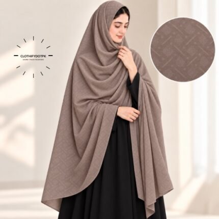 Woman Wearing Unstitched Namaz Chadar also known as Plain Irani Chadar for Modest Prayer Wear. BY CLOTHIFYDOTPK